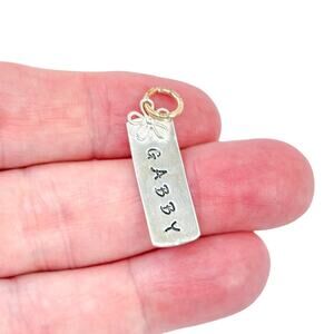 Gabby Stamped Name Bar Pendant | Vintage Sterling Silver 925